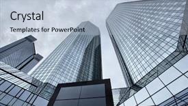  Presentation with modern reflective office buildings - Colorful PPT layouts enhanced with scraper - angle shot of office buildings backdrop and a  colored foreground