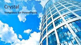  Presentation with blue sky - Audience pleasing PPT layouts consisting of scraper - blue modern office skyscraper backdrop and a light blue colored foreground