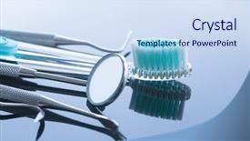  Presentation with dental - Amazing slide deck having scraper - dental instruments dentists tools backdrop and a sky blue colored foreground