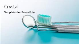  Presentation with dental instrument - Audience pleasing slide deck consisting of scraper - dental instruments dentists tools backdrop and a  colored foreground