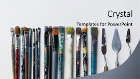  Presentation with knives - Slide set enhanced with scraper - fine art creativity and artistic background and a white colored foreground