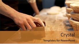  Presentation with cooking chef - Colorful slides enhanced with scraper - food cooking baking and people backdrop and a gold colored foreground