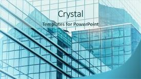  Presentation with business building blocks - Presentation design enhanced with scraper - modern building glass facade business background and a sky blue colored foreground