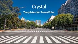  Presentation with pedestrian - Slide deck with scraper - pedestrian crossing over av pres background and a ocean colored foreground