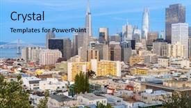  Presentation with san francisco - Amazing presentation design having scraper - san francisco downtown skyline aerial backdrop and a light blue colored foreground