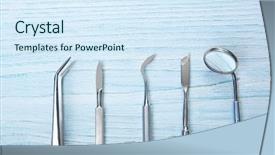  Presentation with set of construction tools tool - Presentation theme consisting of scraper - set of dentist tools background and a sky blue colored foreground