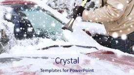  Presentation with winter weather - Presentation design having scraper - transportation winter weather people background and a sky blue colored foreground