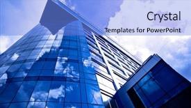  Presentation with russia - Audience pleasing presentation consisting of scraper - underside view to glass wall backdrop and a light blue colored foreground