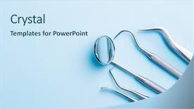  Presentation with dental - PPT layouts consisting of scrapers - dental instruments dentists tools background and a sky blue colored foreground