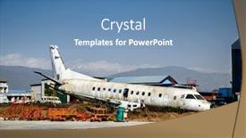  Presentation with kathmandu - Colorful PPT theme enhanced with scrapped-airplane-at-tribhuvan-international backdrop and a teal colored foreground