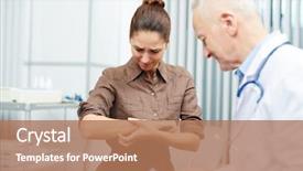  Presentation with doctor office - Theme featuring scratch - distraught nervous frowning young woman background and a coral colored foreground