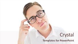  Presentation with head - Audience pleasing PPT layouts consisting of scratch - geeky businessman scratching his head backdrop and a lemonade colored foreground