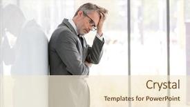  Presentation with head - Slide deck enhanced with scratch - thoughtful mature businessman scratching head background and a  colored foreground