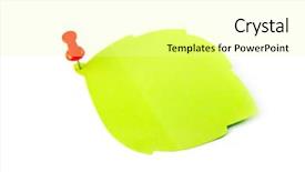  Presentation with water rain drop hanging on a fresh green leaf - PPT theme featuring notice board background pins - green leaf blank note isolated background and a blonde colored foreground