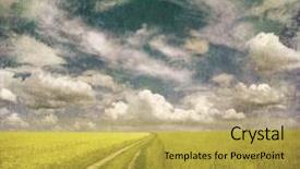  Presentation with dirt - Presentation theme featuring rural dirt road through the field background and a yellow colored foreground