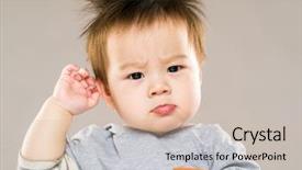  Presentation with asian - Presentation theme featuring scratching head - confused asian baby background and a soft green colored foreground