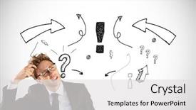  Presentation with digital image - Theme with scratching head - digital composite of digital composite background and a light gray colored foreground