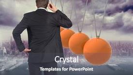  Presentation with thinking - PPT theme having scratching head against newtons cradle background and a dark gray colored foreground