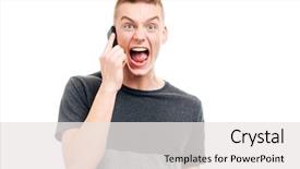  Presentation with talking on phone - Theme with scream desperation - angry casual man talking background and a  colored foreground