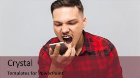  Presentation with gray - Audience pleasing theme consisting of scream desperation - close up portrait backdrop and a  colored foreground