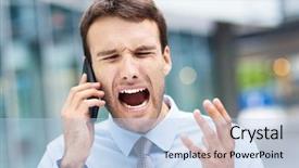  Presentation with phone - Colorful slide deck enhanced with scream desperation - man screaming at phone backdrop and a  colored foreground