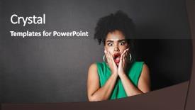  Presentation with black-woman - Amazing PPT layouts having scream desperation - portrait of a shocked afro backdrop and a dark gray colored foreground