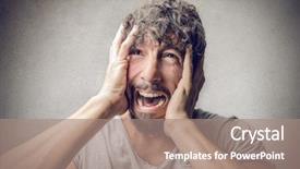  Presentation with evolution of man - Theme enhanced with scream desperation - portrait of desperate man background and a coral colored foreground