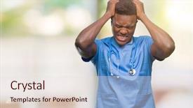  Presentation with african american couples - Presentation theme having scream desperation - young african american doctor man background and a  colored foreground