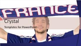  Presentation with soccer - PPT layouts consisting of screamer - french soccer fan waving scarf background and a coral colored foreground