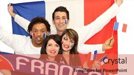 Presentation with french revoulution - Cool new PPT theme with screamer - happy french football supporters backdrop and a red colored foreground