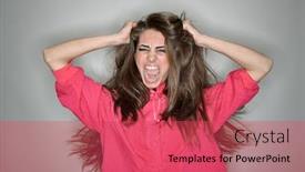  Presentation with pink white - Beautiful slides featuring screaming-aggressive-brunette-woman-dressed backdrop and a red colored foreground
