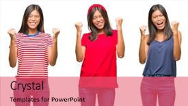  Presentation with thai - PPT theme with screaming for success celebration background and a coral colored foreground