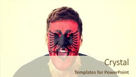  Presentation with albania - Cool new PPT layouts with screaming man with albania flag backdrop and a  colored foreground