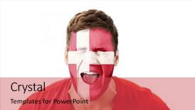  Presentation with denmark - PPT theme enhanced with screaming man with denmark flag background and a red colored foreground