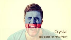  Presentation with flag - PPT layouts with screaming man with lichtenstein flag background and a  colored foreground