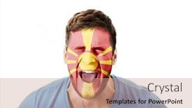  Presentation with macedonia - PPT theme consisting of screaming man with macedonia flag background and a coral colored foreground