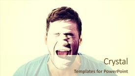  Presentation with qatar flag - Audience pleasing PPT theme consisting of screaming man with qatar flag backdrop and a  colored foreground