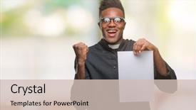  Presentation with african american - Colorful slide deck enhanced with screaming proud and celebrating victory backdrop and a  colored foreground