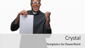  Presentation with african american presenter - Theme with screaming proud and celebrating victory background and a  colored foreground