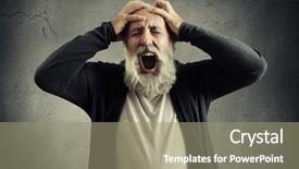  Presentation with hands holding - PPT layouts having screaming senior man with closed background and a gray colored foreground