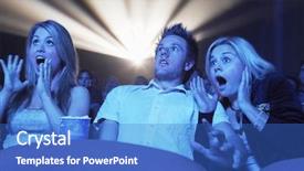  Presentation with horror movie - Cool new slide set with screaming while watching horror movie backdrop and a teal colored foreground