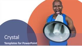  Presentation with train the trainer - Cool new slide set with screaming with megaphone on orange backdrop and a  colored foreground