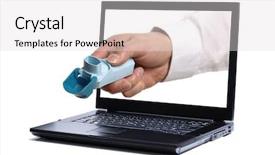  Presentation with asthma - Presentation theme featuring screen - concept for online pharmacy background and a light gray colored foreground