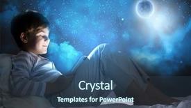  Presentation with bed - Cool new PPT layouts with screen addiction - cute boy sitting in bed backdrop and a ocean colored foreground