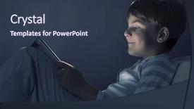  Presentation with bed - Amazing presentation design having screen addiction - cute boy sitting in bed backdrop and a tawny brown colored foreground