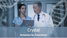  Presentation with dna - Slides enhanced with screen against doctor and nurse background and a  colored foreground