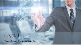  Presentation with futuristic - PPT theme with screen against multiple interface dial background and a light blue colored foreground