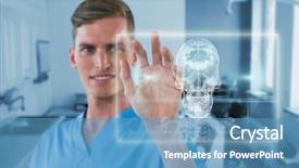  Presentation with male nurse - Cool new slides with screen against skull and brain backdrop and a teal colored foreground