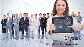  Presentation with elderly person - Amazing PPT layouts having screen against snow falling backdrop and a light blue colored foreground