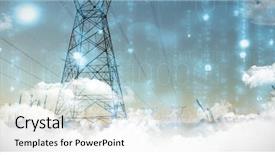  Presentation with binary - Audience pleasing PPT theme consisting of screen against the evening electricity backdrop and a sky blue colored foreground